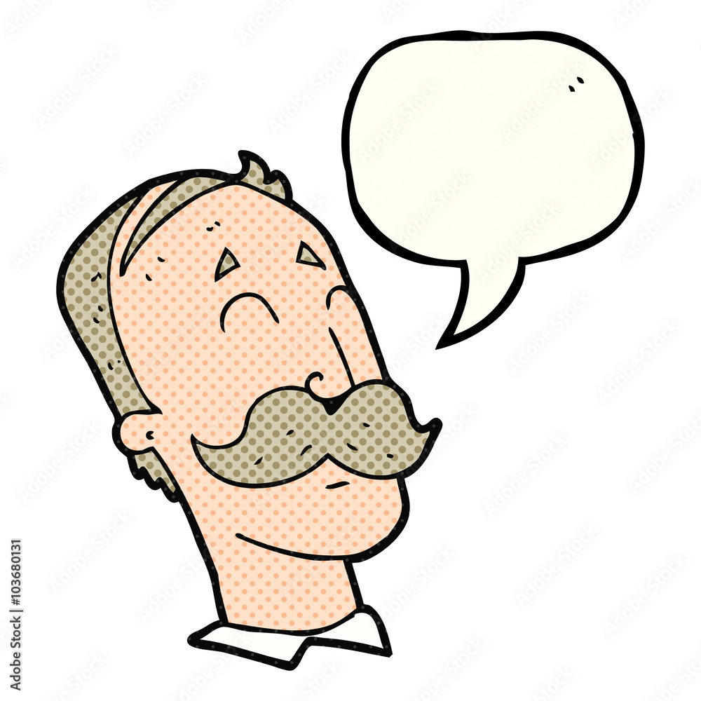 comic book speech bubble cartoon ageing man with mustache comic book speech bubble cartoon ageing man with mustache