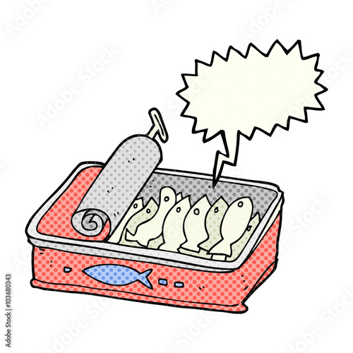 comic book speech bubble cartoon can of sardines