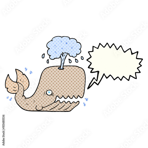 comic book speech bubble cartoon whale spouting water