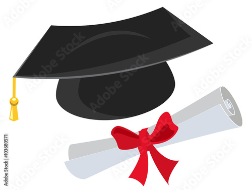 Mortarboard and diploma