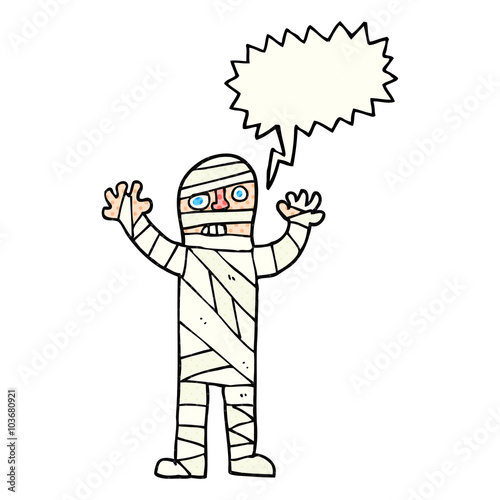 comic book speech bubble cartoon bandaged mummy
