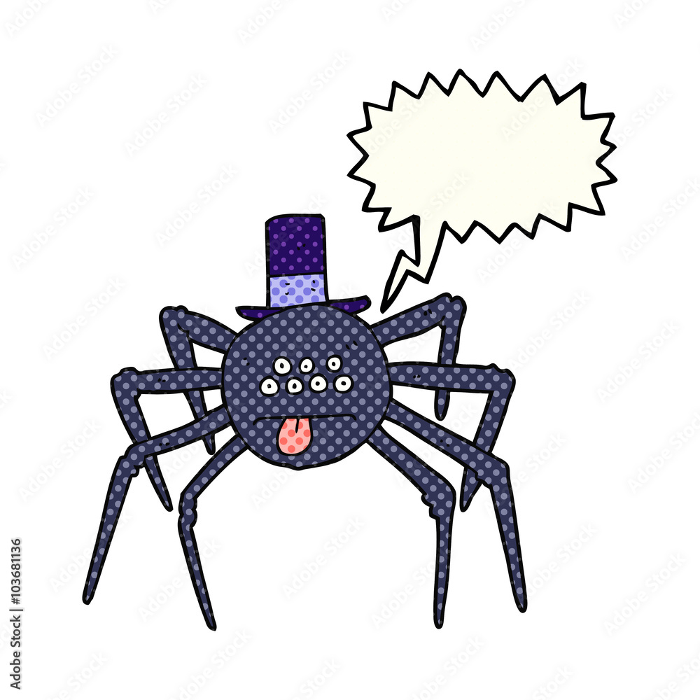 comic book speech bubble cartoon halloween spider in top hat comic book speech bubble cartoon halloween spider in top hat