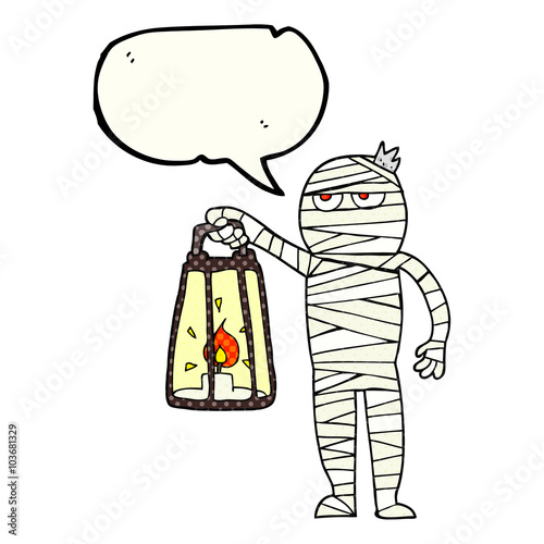 comic book speech bubble cartoon mummy