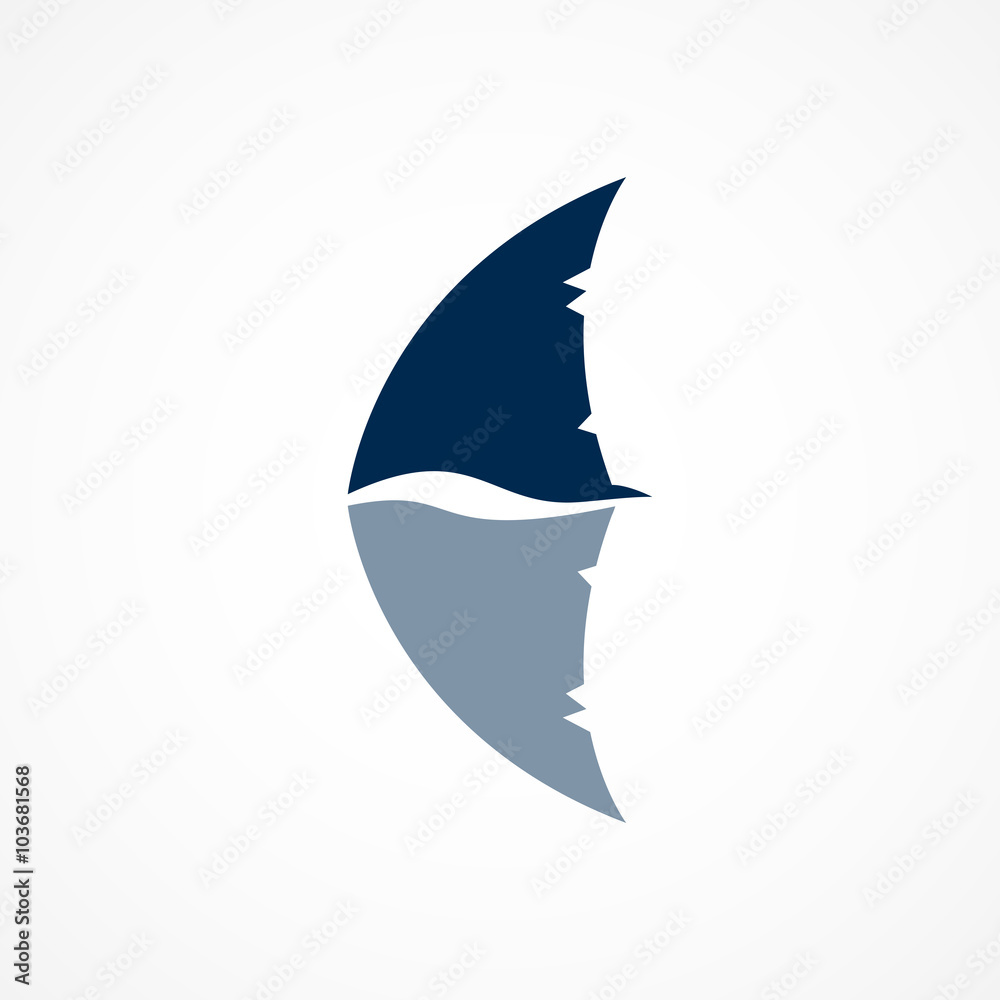 Naklejka premium znak logo płetwa rekina na białym tle