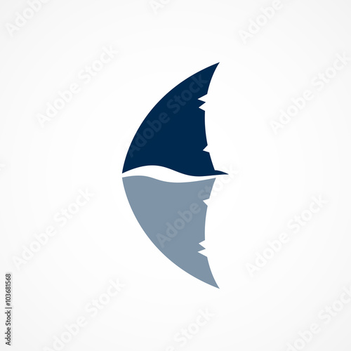 shark fin logo sign on white background