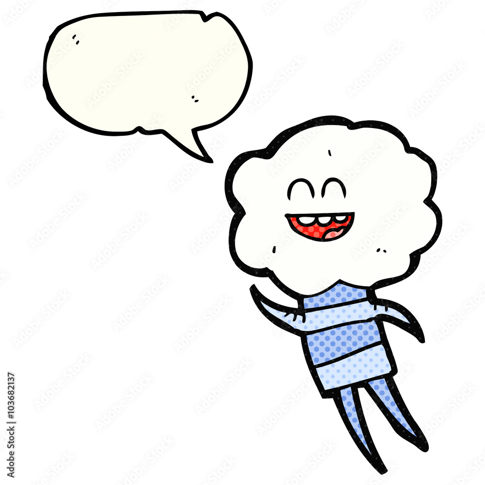 Obraz premium comic book speech bubble cartoon cute cloud head creature