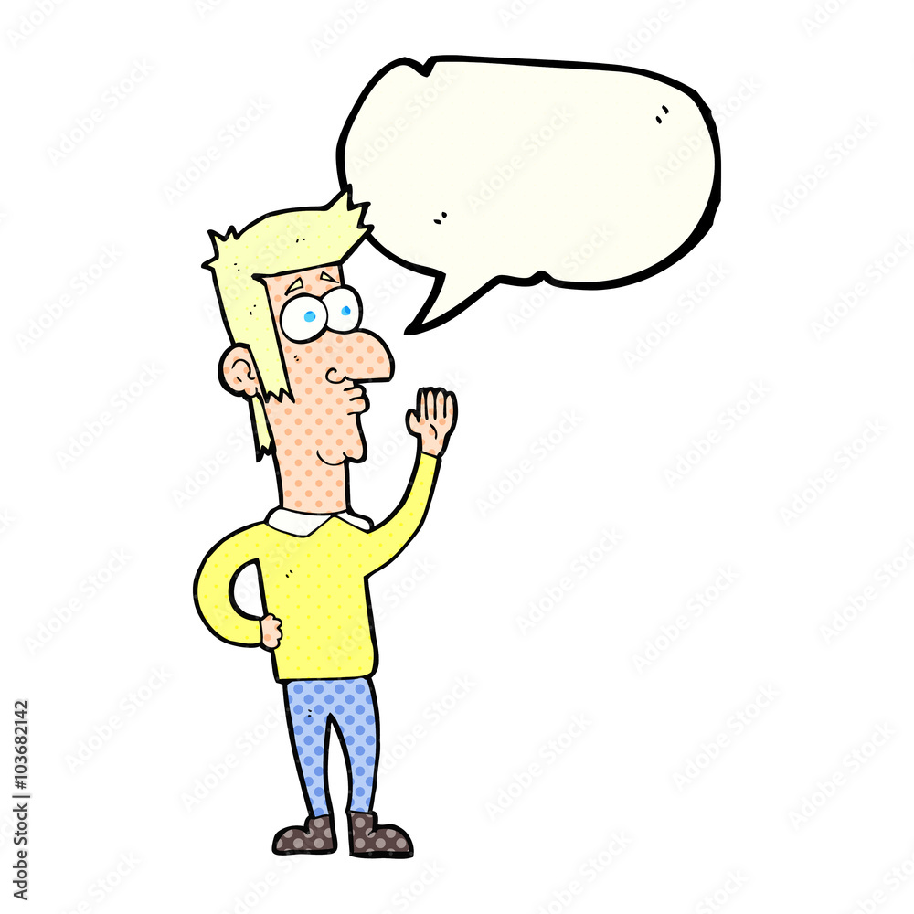 comic book speech bubble cartoon man waving comic book speech bubble cartoon man waving
