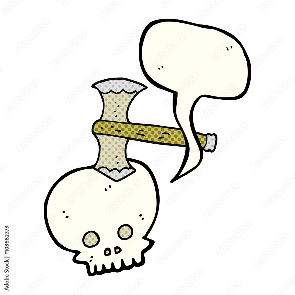 comic book speech bubble cartoon axe in skull comic book speech bubble cartoon axe in skull