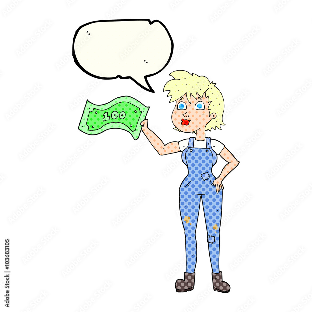 comic book speech bubble cartoon confident farmer woman with mon comic book speech bubble cartoon confident farmer woman with mon