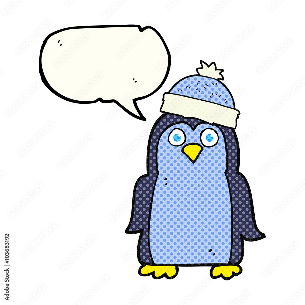 comic book speech bubble cartoon penguin