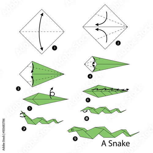 step by step instructions how to make origami snake.
