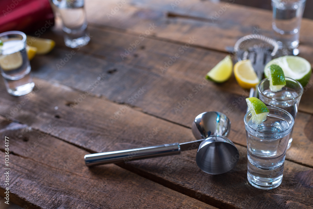 Vodka drinks with lemon and lime Vodka drinks with lemon and lime
