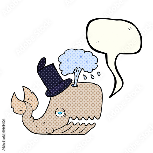 comic book speech bubble cartoon whale spouting water