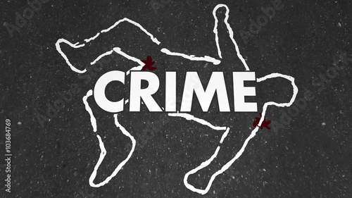Crime Murder Victim Chalk Outline Dead Body Word