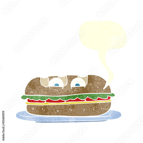 retro speech bubble cartoon sub sandwich