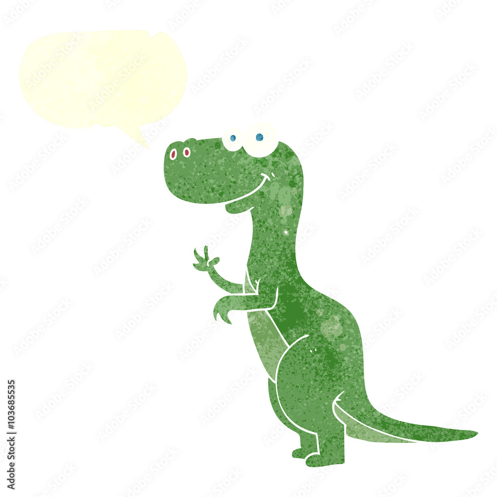 Obraz premium retro speech bubble cartoon dinosaur