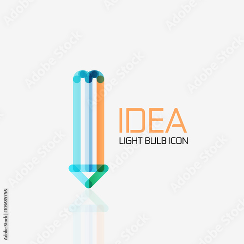 Logo, vector light bulb abstract linear geometric business icon. Idea concept