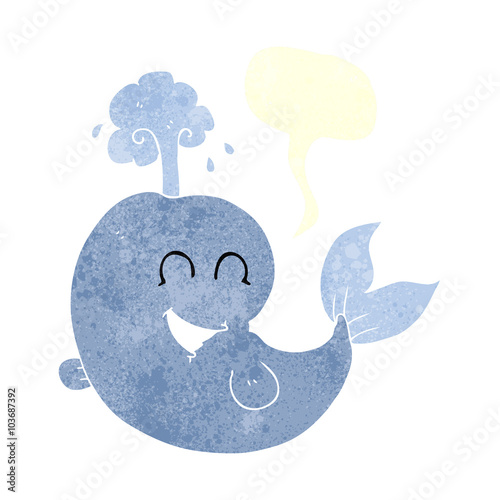 retro speech bubble cartoon whale spouting water