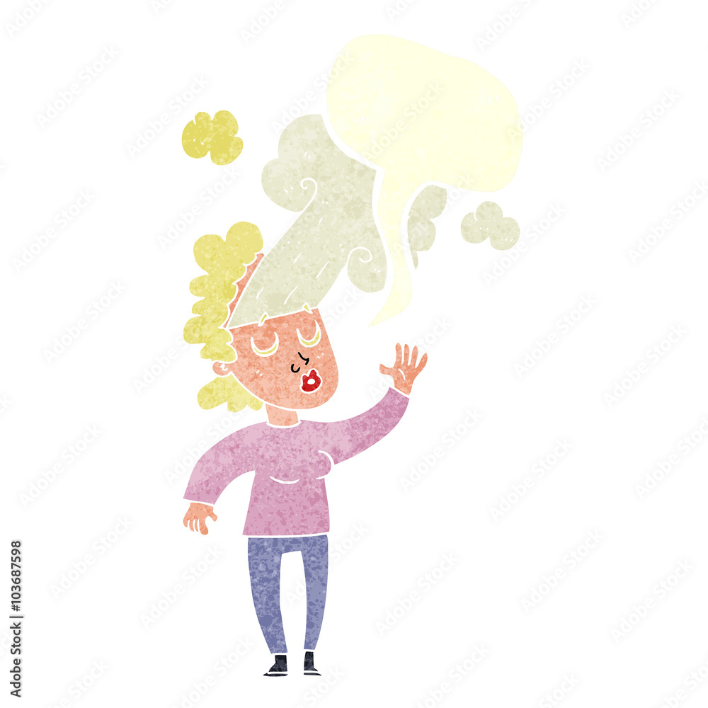 retro speech bubble cartoon woman letting off steam retro speech bubble cartoon woman letting off steam