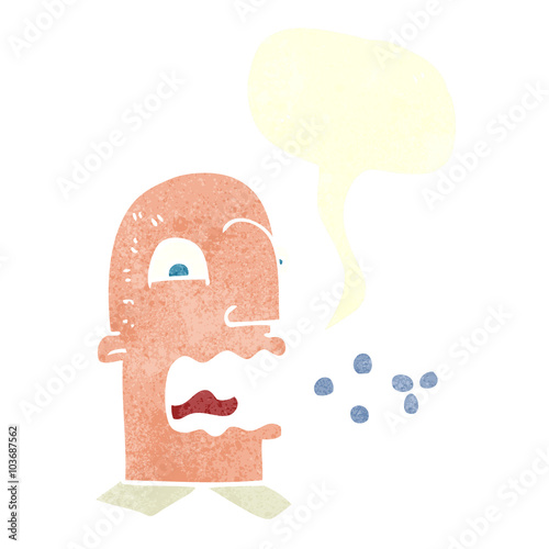 retro speech bubble cartoon burping man
