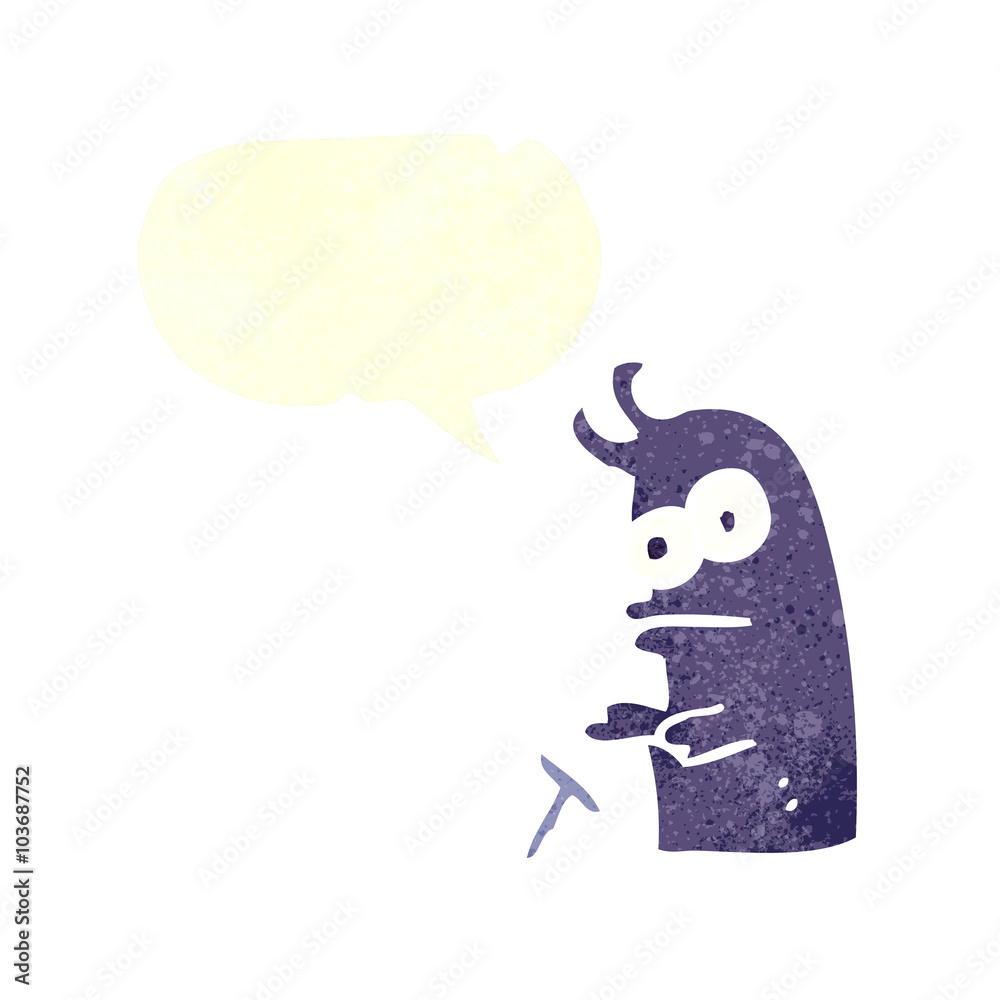 Fototapeta premium retro speech bubble cartoon little alien