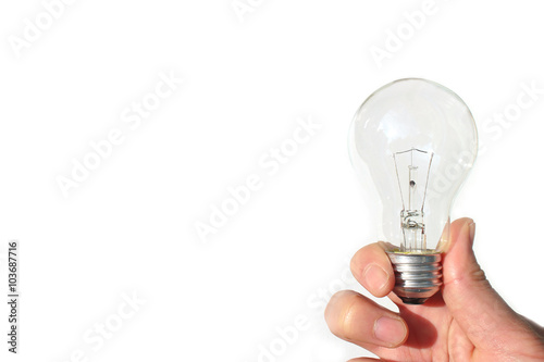 light bulb and the hand in the white