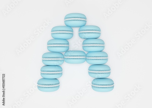 3d rendering of the letter A in Macaron Style on a white isolated background.
