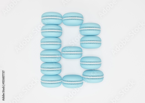 3d rendering of the letter B in Macaron Style on a white isolated background.