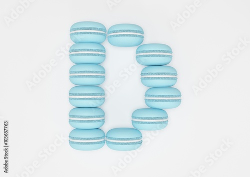 3d rendering of the letter D in Macaron Style on a white isolated background.