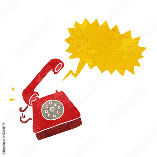 retro speech bubble cartoon ringing telephone