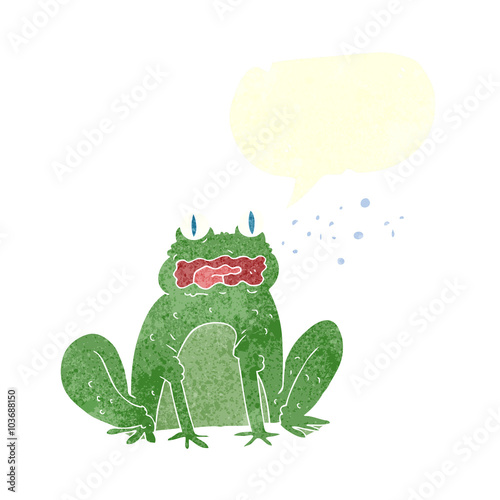 retro speech bubble cartoon burping frog