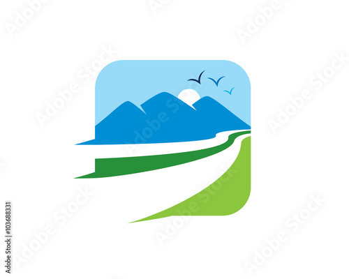 Twin river across birdy mountains