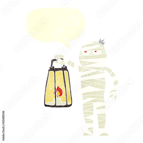 retro speech bubble cartoon mummy