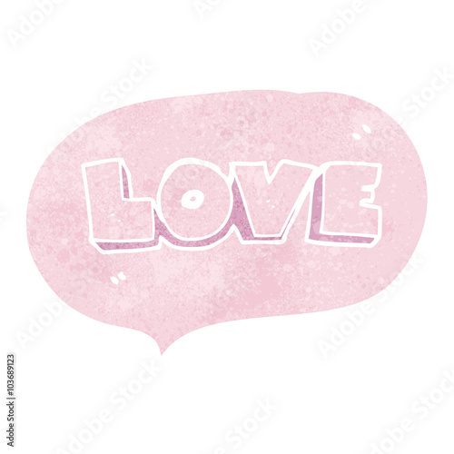 retro speech bubble cartoon word love