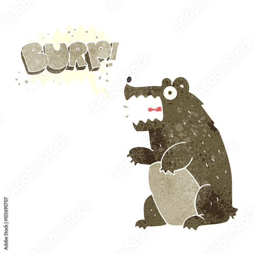 retro speech bubble cartoon bear burping