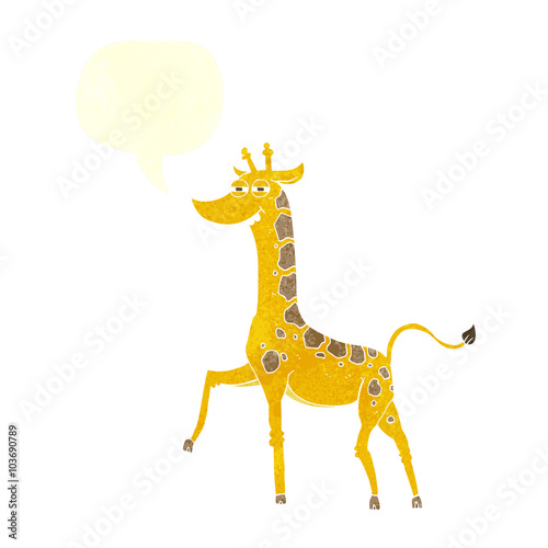 retro speech bubble cartoon giraffe
