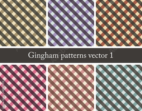 Country style pattern, set of seamless gingham patterns