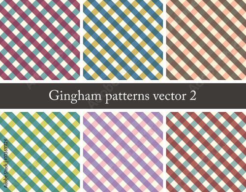 Country style pattern, set of seamless gingham patterns