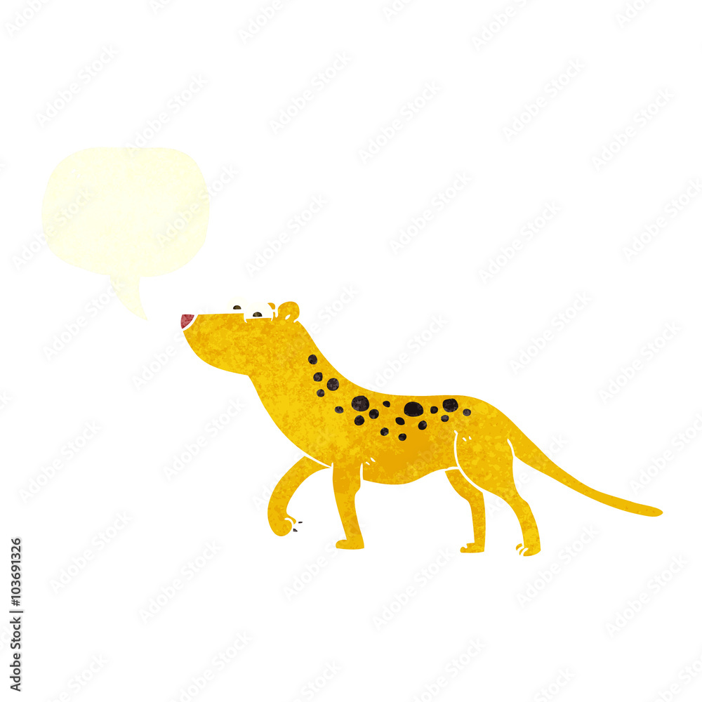 Fototapeta premium retro speech bubble cartoon leopard