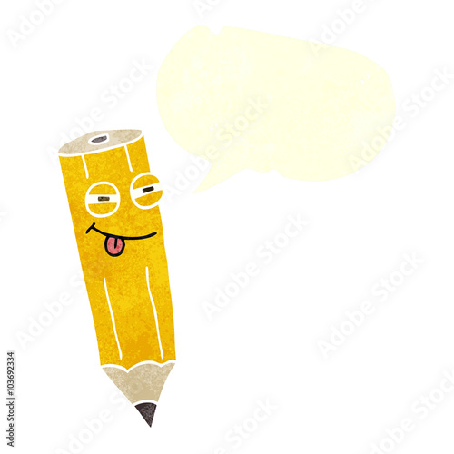 sly retro speech bubble cartoon pencil
