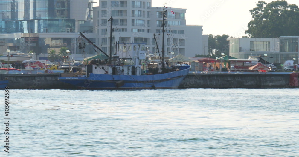 View from sea in the coastal town Batumi View from sea in the coastal town Batumi