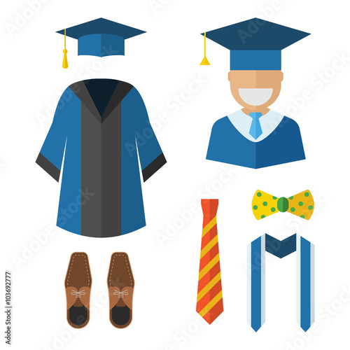 Graduation Clothing and Accessories Icons