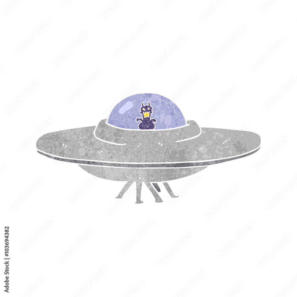 retro cartoon UFO retro cartoon UFO