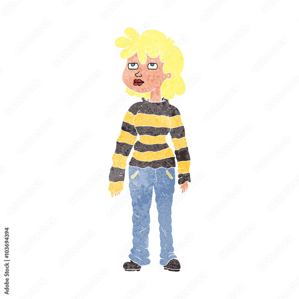 retro cartoon woman in casual clothes retro cartoon woman in casual clothes
