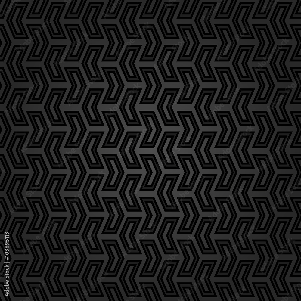 Geometric dark pattern with black elements. Seamless abstract background