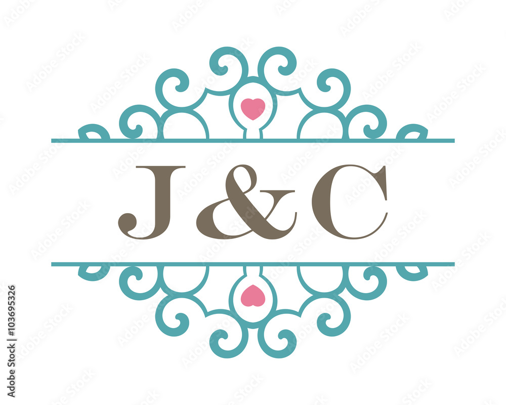 J&C initial ornament wedding logo J&C initial ornament wedding logo
