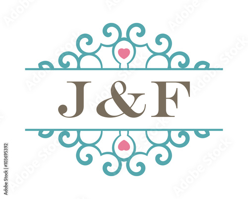 J&F initial ornament wedding logo