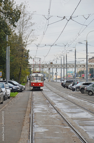 Трамвай в начале Волоколамского шоссе (Москва)