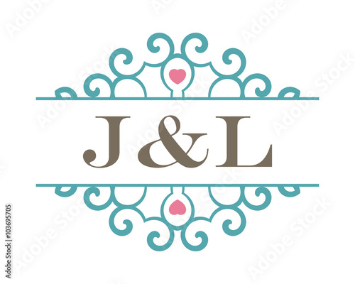 J&L initial ornament wedding logo