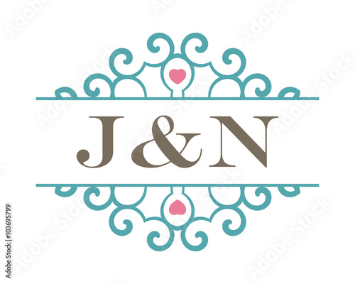 J&N initial ornament wedding logo